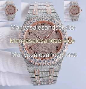 Montre mécanique de luxe pour homme avec diamants Moissanite, boîtier en acier inoxydable de précision, verre minéral, résistance à l'eau 10 bars - Product Image 2