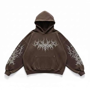 Custom Optic <b>White</b> Unisex Oversized Spider Heart Graphic Winter Front Pullover Hoodie Heavyweight Fleece <b>Sweatshirt</b> Blank - Product Image 2