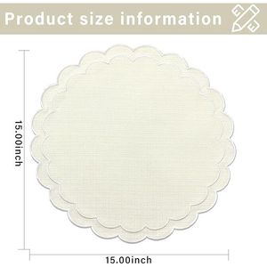 Set di 4 tovagliette in lino e cotone con ricamo floreale a festoni, 38 cm, tessuto con trama in lino naturale, lavabili in lavatrice - Product Image 5