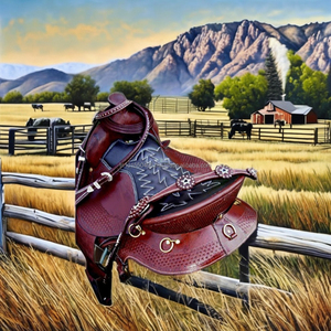 Conjunto de silla de montar occidental que incluye una manta para silla de montar de 34X36 y otros accesorios para deportes ecuestres y competición. - Product Image 3