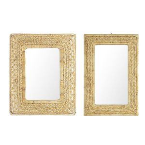 Espejo rectangular de mimbre para montar en la pared, espejo de paja de jacinto de agua para decoración de dormitorio - Product Image 3