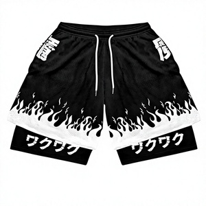 Custom Front Solid Quick Dry Breathable Eco-Friendly 100% Cotton Drawstring Closure Elastic Waistband Double <b>Layer</b> Running Men - Product Image 2