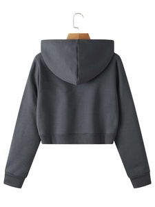 Meilleures ventes Sweat à capuche court personnalisé pour les femmes Fermeture éclair Causal Plain Respirant Anti-rides Street Wear Sweats à capuche aux meilleurs prix - Product Image 4