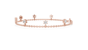 Women's Floating Diamond Drop <b>Charm</b> <b>Bracelet</b> with Radiant Cut Rhodium Plated 18K Gold Plated <b>Silver</b> - Product Image 4