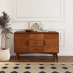 Buffet moderne en teck avec 3 tiroirs et double porte de rangement pour l'organisation de la salle à manger et du salon - Product Image 5