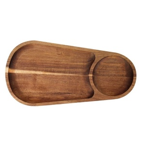 Nouveauté : Plateau de service élégant en bois d'acacia pour chips et trempettes, avec bol séparé pour les sauces – Dernière nouveauté - Product Image 2