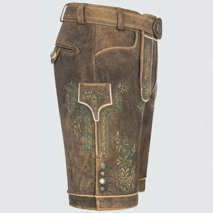 Shorts Lederhosen Traditionnels pour Hommes en Gros – Taille Haute, Broderie Florale, Toile Vintage Respirante, Fermeture Boutonnée, Tenue Alpino Traditionnelle - Product Image 4