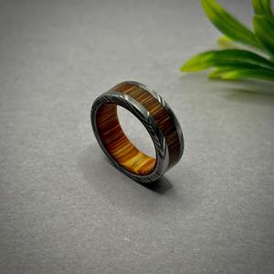Damascus <b>Ring</b> Whiskey Barrel Wood Wedding Band <b>Men</b> Whiskey Barrel Wood Wedding Band <b>Ring</b> for Husband Anniversary Gift - Product Image 6