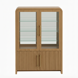 Display Cabinet Solid Wood Modern Coffee <b>Table</b> for Living Room Genuine Leather Living Room Furniture Factory Direct OEM ODM - Product Image 1