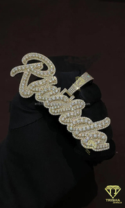 Moissanite Diamond Custom Letter Necklace <b>Iced</b> <b>Out</b> Hip Hop Pendant Gold <b>Chain</b> Luxury Jewelry Gift - Product Image 4