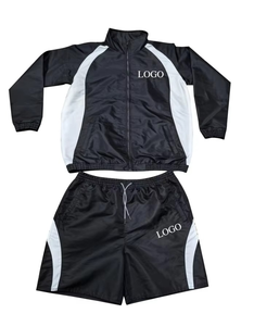 Custom Men's Gray Sporty <b>Tracksuit</b> Set With White Logo Heat Transfer Printed Zip-Up Jacket and Shorts - Product Image 3