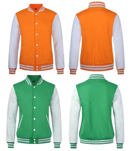 Chaqueta Varsity Azul Marino y Gris para Hombre con Cierre de Botones, Estilo Preppy, Corte Regular, para Otoño, Material de Felpa - Product Image 6