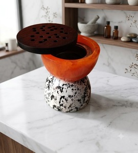 Ensemble brûleur d'encens en coquille d'ivoire polie écologique Mubkhar Bakhoor de Natural Crafts, boîte à brûleur d'encens Oud Bakhoor - Product Image 1