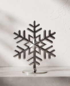 Sculpture décorative de flocon de neige de Noël en aluminium métallisé avec finition argentée, ornement de table de fête, décoration intérieure - Product Image 2