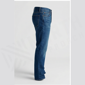 Jean en denim coupe droite délavé foncé pour homme, taille mi-haute, en coton, style décontracté automne - Product Image 3