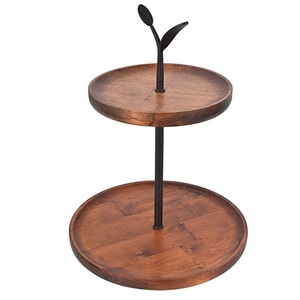 Metal Legs Wooden Cupcake Stand Natural Best Dessert <b>Display</b> Tray for Party Wedding Home Decor Wood 2 Tier Cake Stand - Product Image 2