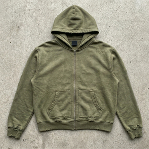 Sweat à capuche zippé personnalisé, coupe oversize courte, style streetwear unisexe, en molleton noir avec motif étoiles et logo frontal - Product Image 6