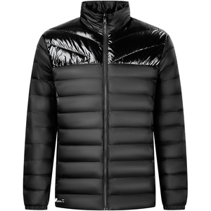Chaqueta Acolchada Negra para Hombre, Cortavientos, Rellena de Plumón, con Cuello Alto y Cierre de Cremallera, Ropa Exterior Informal para Invierno - Product Image 1