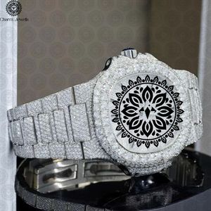 Charm Jewells Luxury Stainless Steel <b>Watch</b> 42mm Round <b>Case</b> Analog Quartz Movement Diamond Encrusted Folding Clasp - Product Image 3