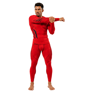 Ensemble de survêtement de compression pour homme personnalisé, haut et pantalon de sport à manches longues, haute élasticité, respirant, séchage rapide, vêtements de sport pour la gym et le fitness - Product Image 4