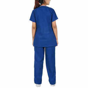 <b>Women's</b> Woven Cotton Polyester Medical Scrub Set V Neck Long Sleeve Jacket <b>Trousers</b> Hospital Uniform Healthcare <b>Workwear</b> - Product Image 2