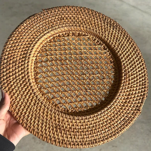 Assiettes de présentation en rotin en osier en gros/assiette à vaisselle ronde en rotin pour vaisselle artisanale faite à la main vaisselle fête à la maison - Product Image 1
