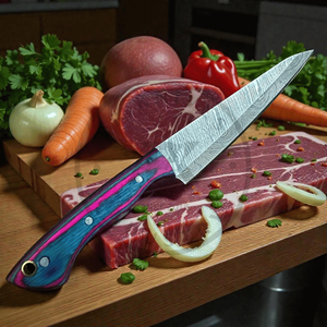 Ensemble de 6 couteaux à steak de chef en acier Damas faits à la main, style vintage, ambidextres, écologiques, vente en gros OEM - Product Image 4