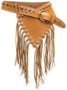 Brown Leather Fringe Winter <b>Shawl</b> with Studs <b>and</b> Belt Buckle for Women Long <b>Wrap</b> Scarf Windproof Anti-Bacterial Breathable - Product Image 5