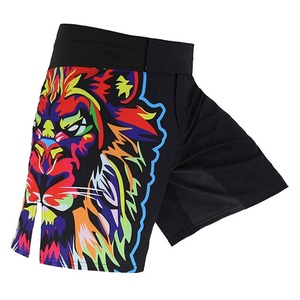 Pantalones Cortos de MMA Negros con Estampado de León Colorido, Sublimados, que Absorben la Humedad, de Secado Rápido, Ajuste Atlético - Product Image 6