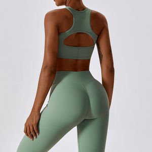 Conjunto de Ropa de Yoga de Dos Piezas para Mujer, Leggings Sólidos, Mono de Algodón y Lona para Correr, Fitness, Pilates, Cintura Alta - Product Image 6