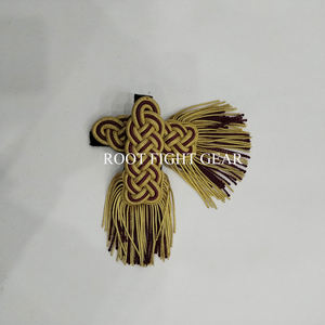 Epaulettes de hombro personalizadas de alta calidad con flecos en color dorado, accesorios para uniformes de banda de marcha. - Product Image 6