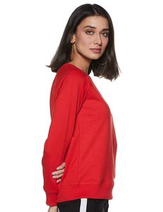 Sweat-shirt rouge à col rond pour femme, manches longues, en coton tricoté respirant, imprimé lettres sur le devant, style décontracté, style automne - Product Image 2