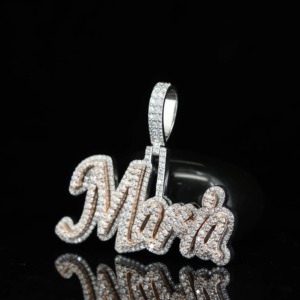 Pendentif personnalisé de luxe avec initiale en moissanite, argent 925 plaqué or 18 carats, pour homme, passe le test du diamant - Product Image 4