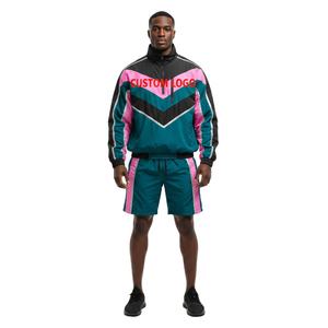 ชุดวอร์มผู้ชายแบบสองชิ้นหลากสี ชุดกันลมคุณภาพสูง ผลิตจากไนลอน พร้อมซิปและกางเกงขาสั้น รุ่นปี 2026 - Product Image 1