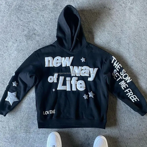 เสื้อฮู้ดโอเวอร์ไซส์สำหรับผู้ชายและผู้หญิงเสื้อผ้าถักแบบมีน้ำหนักพร้อมคุณสมบัติกันหดสำหรับผู้ชายเสื้อมีฮู้ดลายสกรีนลาย - Product Image 4