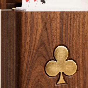 Boîte de rangement pour cartes en bois avec emblème de pique, forme rectangulaire, design rustique, pour table, utilisation en intérieur, salon - Product Image 6
