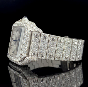 Reloj de Lujo Automático Unisex Cuadrado de Acero Inoxidable de 42 mm con Cristal de Zafiro, Esfera Plateada con Números Romanos y Diamantes, Mecánico - Product Image 2