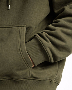 Sudadera con Capucha Verde Oliva para Hombre, Modelo 2026, Cierre de Cremallera, Corte Regular, Felpa de Algodón, Color Sólido, con Bolsillo, para Otoño - Product Image 4