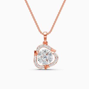 Precioso colgante inspirado en una flor con diamantes cultivados en laboratorio de 0.57 quilates en oro amarillo, blanco y rosa de 9 quilates. - Product Image 1