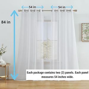 2-Piece 54W X 84L Inch Long White Semi-Sheer Voile Window Curtain Grommet <b>Panels</b> <b>Light</b> Filtering for Bedroom & Living Room - Product Image 6