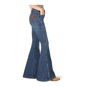 Women's Mid Waist <b>Flare</b> Denim <b>Jeans</b> Full Length Stonewashed <b>Vintage</b> Casual Style 100 Cotton Woven Fabric Leopard Winter - Product Image 2