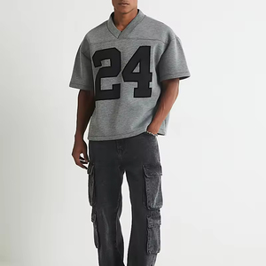 Camisetas de cuello en V extragrandes con logotipo personalizado, camisetas de jersey para hombre, camiseta de cuello en V de lujo premium para hombre - Product Image 4