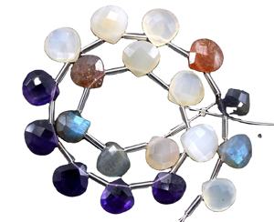 Juego de 19 piezas al por mayor de cuentas de Briolette en forma de corazón facetadas de piedras preciosas naturales de excelente calidad para la fabricación de joyas - Product Image 1