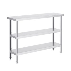 Tavolo da Lavoro Commerciale per Cucina 14 X 48 X 34 Pollici in Acciaio Inox con 2 Ripiani Inferiori Regolabili, Tavolo Preparazione Alimenti Resistente - Product Image 4