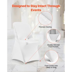 30 Pezzi Coprisedia Bianchi Personalizzati in Poliestere Elasticizzato per Matrimoni, Feste, Banchetti, Stile Sedia con Seduta Piatta - Product Image 6