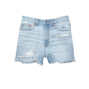 Shorts en jean tendance en coton pour femme, taille haute, avec boutons, effet délavé, décontractés, pour l'été - Product Image 1