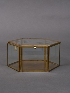 Boîte à bijoux en métal et verre pour fleurs séchées, boîte de rangement de bureau, boîte de présentation de bijoux, boîte cadeau de mariage, cadeau de fête - Product Image 1