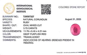 Rubis ovale naturel de Birmanie de 3,79 carats, pierre précieuse RBHO-10 - Product Image 6