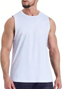 Camiseta sin mangas para hombre, negra, con cuello redondo, tejida, de color liso, informal, para fitness, de alta demanda, ODM OEM - Product Image 2
