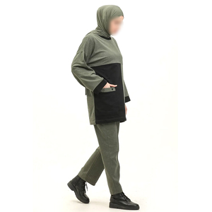 Outdoor <b>Modest</b> Sportsuit Tracksuits Women Big Pocket Patchwork Top and Pants <b>Set</b> Muslim Hiking Activewear - Product Image 1